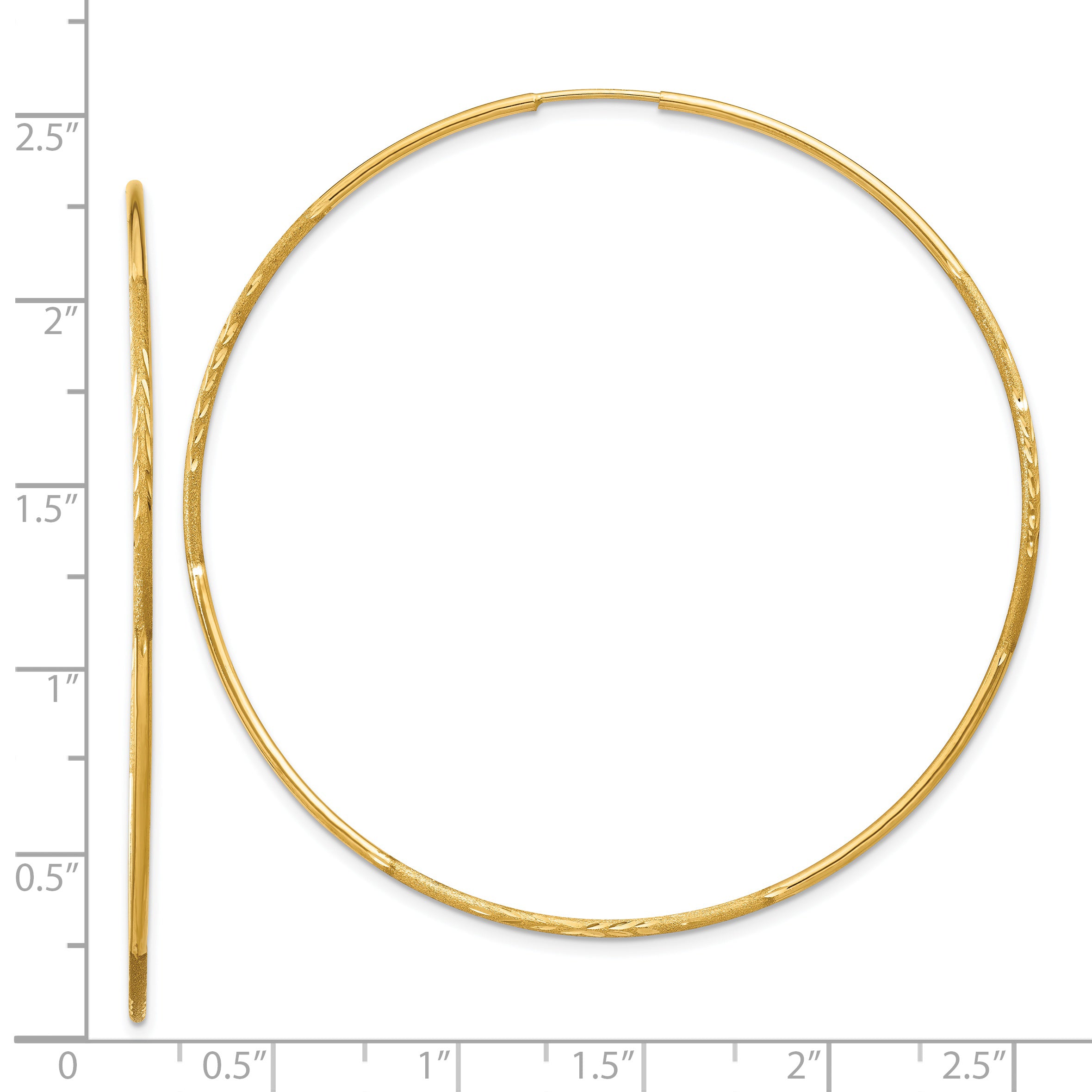 14K Yellow Gold 1.25mm Diamond Cut Endless Hoop Earring