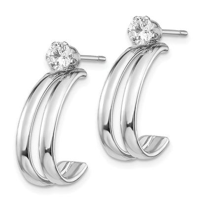 14K White Gold Polished Cz Stud Earring Jackets
