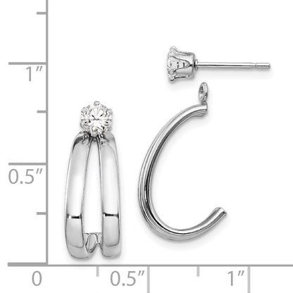 14K White Gold Polished Cz Stud Earring Jackets