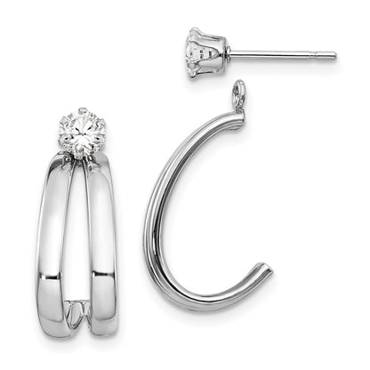 14K White Gold Polished Cz Stud Earring Jackets