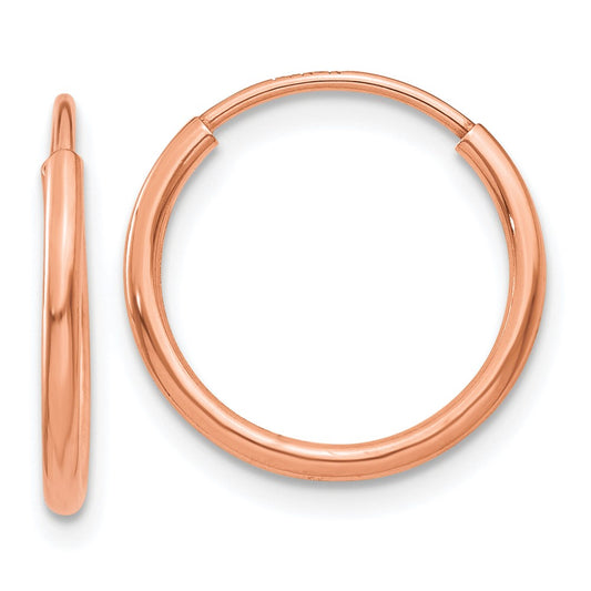 14K Rose Gold 1.2mm Polished Endless Hoop Earrings