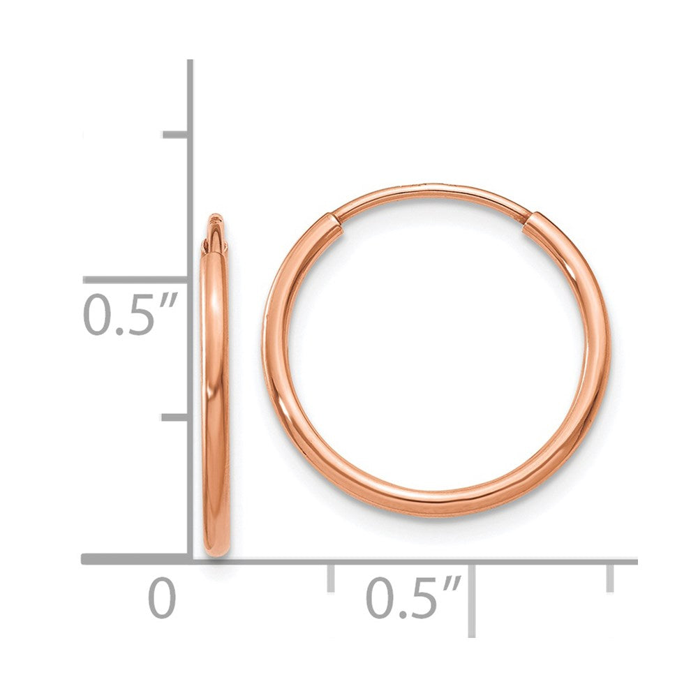 14K Rose Gold 1.2mm Polished Endless Hoop Earrings