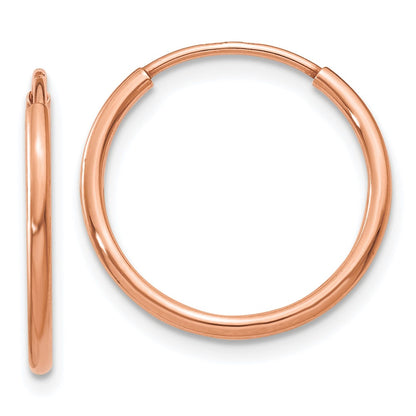 14K Rose Gold 1.2mm Polished Endless Hoop Earrings