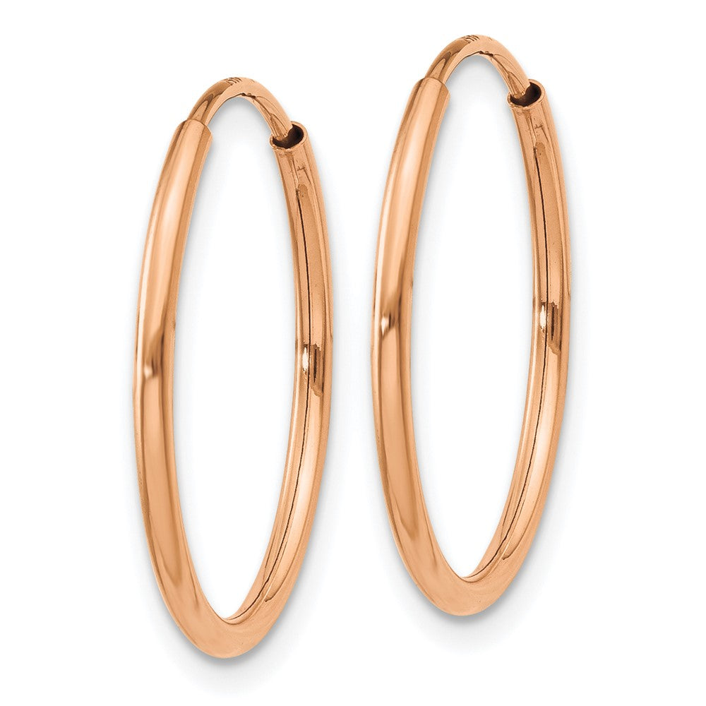 14K Rose Gold 1.2mm Polished Endless Hoop Earrings