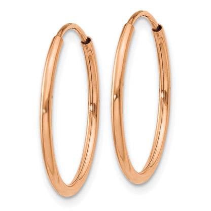 14K Rose Gold 1.2mm Polished Endless Hoop Earrings