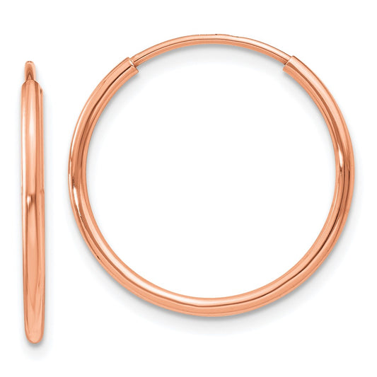 14K Rose Gold 1.2mm Polished Endless Hoop Earrings