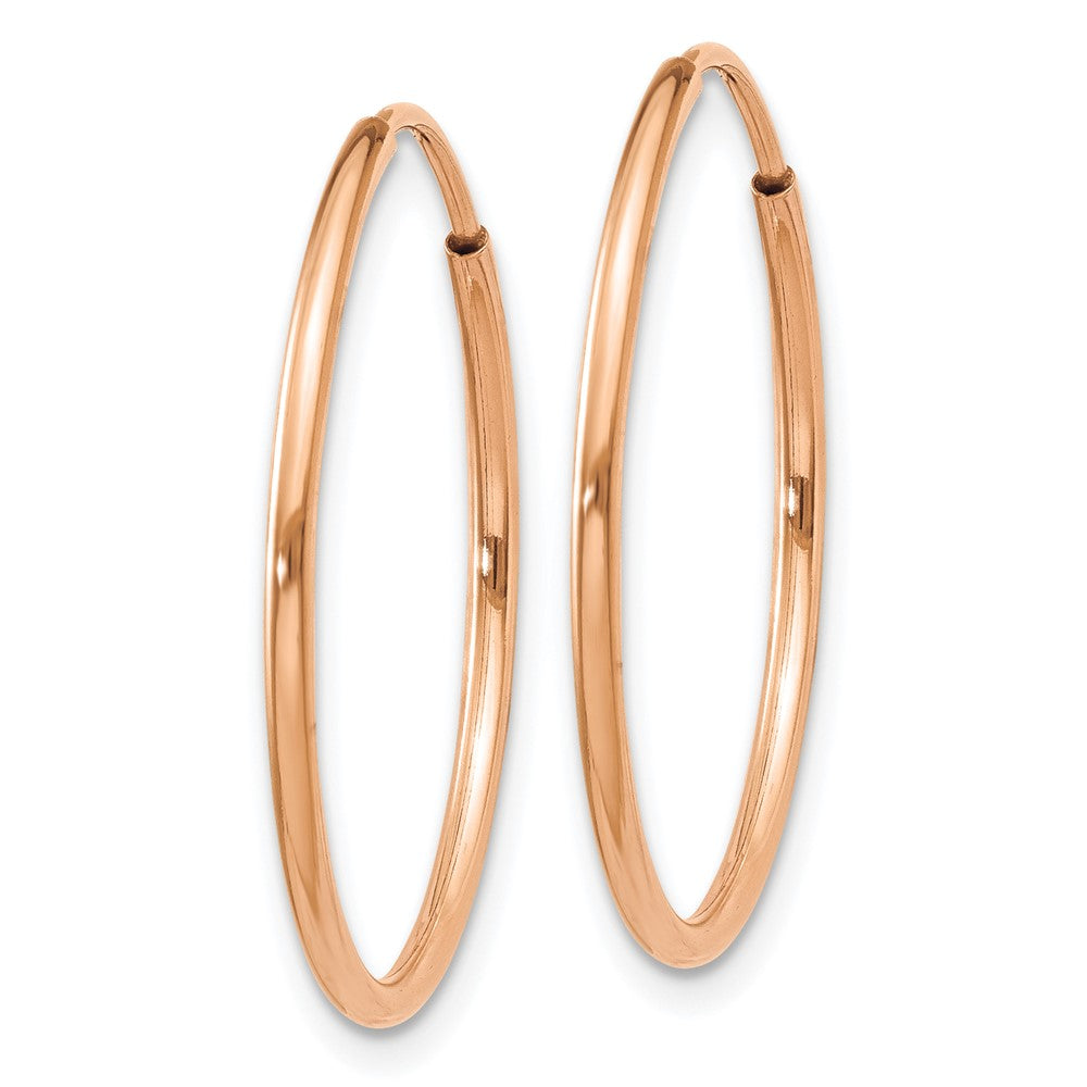 14K Rose Gold 1.2mm Polished Endless Hoop Earrings