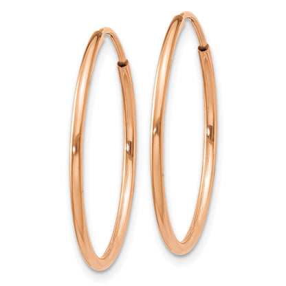 14K Rose Gold 1.2mm Polished Endless Hoop Earrings