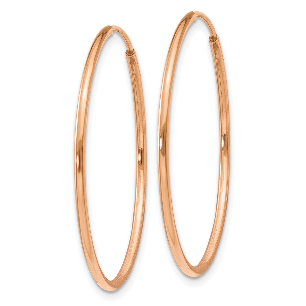 14K Rose Gold 1.2mm Polished Endless Hoop Earrings