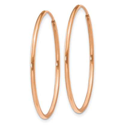 14K Rose Gold 1.2mm Polished Endless Hoop Earrings