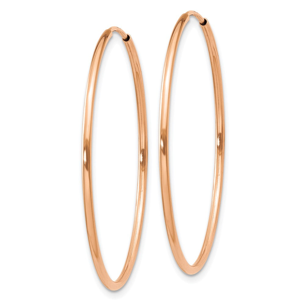 14K Rose Gold 1.2mm Polished Endless Hoop Earrings
