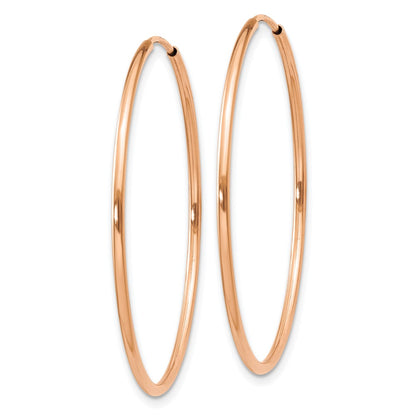 14K Rose Gold 1.2mm Polished Endless Hoop Earrings