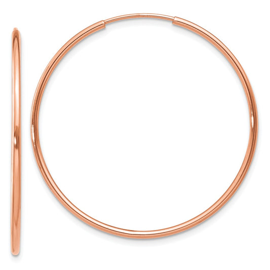14K Rose Gold 1.2mm Polished Endless Hoop Earrings