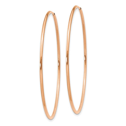 14K Rose Gold 1.2mm Polished Endless Hoop Earrings