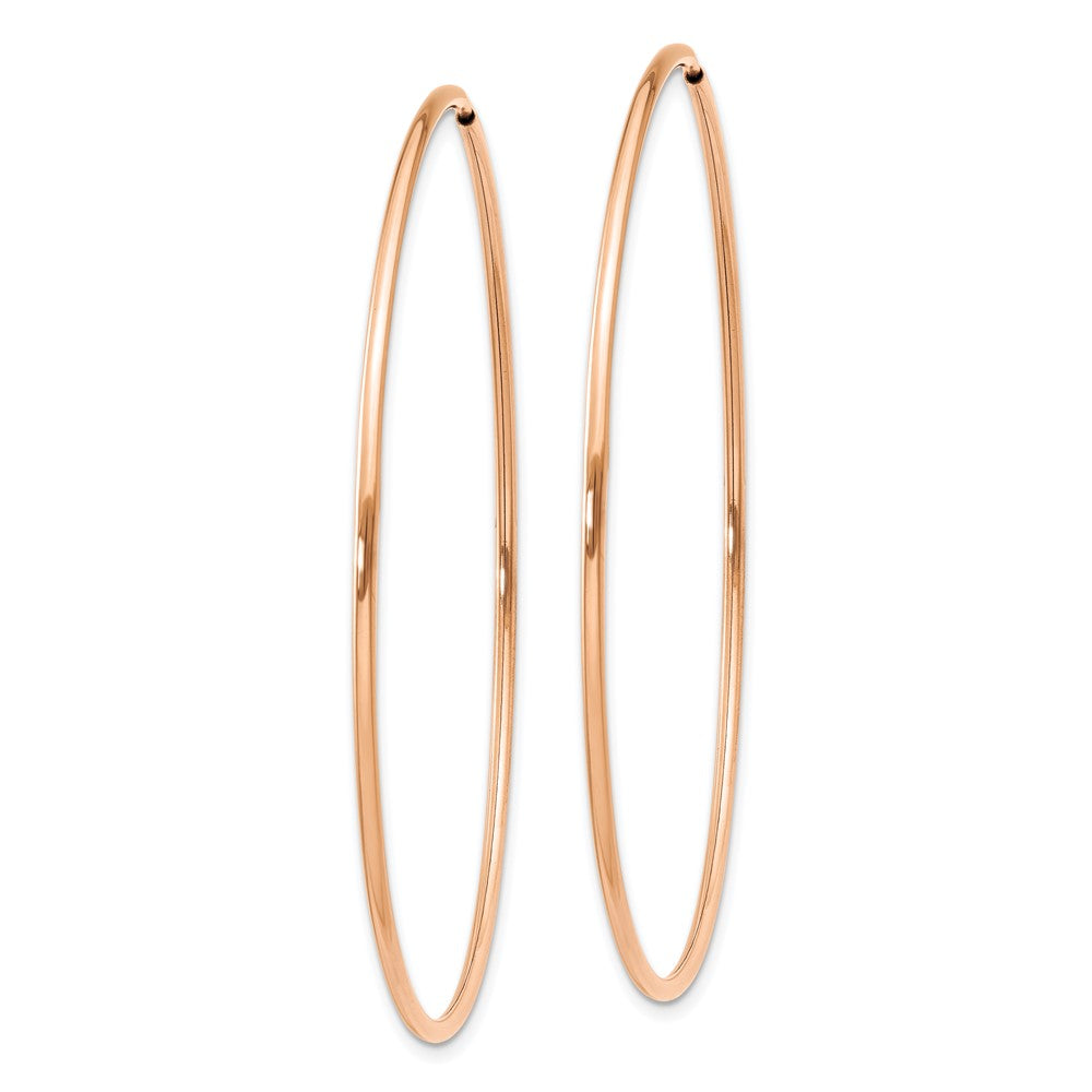 14K Rose Gold 1.2mm Polished Endless Hoop Earrings