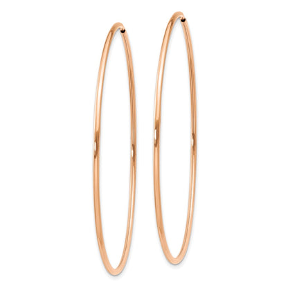 14K Rose Gold 1.2mm Polished Endless Hoop Earrings
