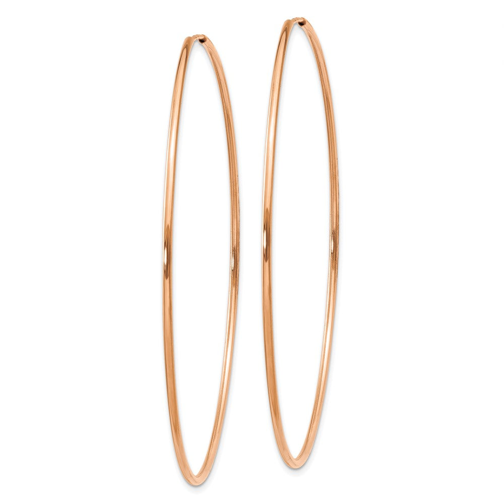 14K Rose Gold 1.2mm Polished Endless Hoop Earrings