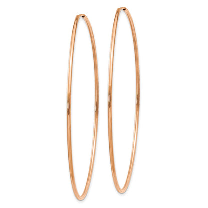 14K Rose Gold 1.2mm Polished Endless Hoop Earrings