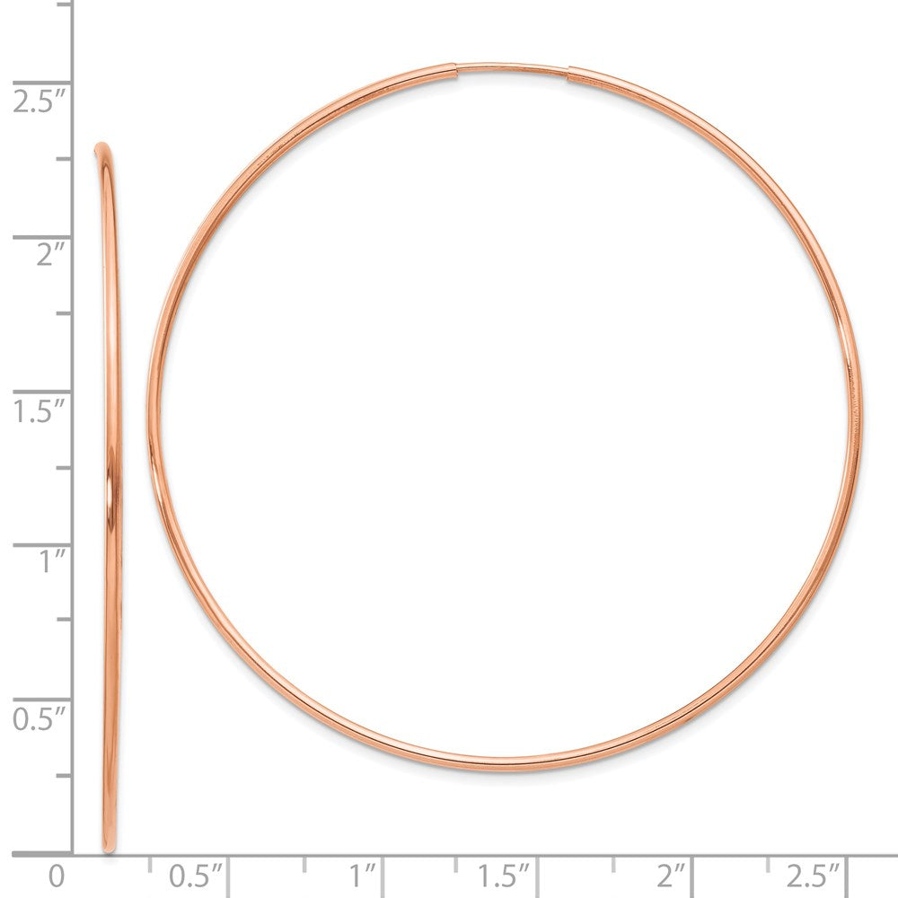 14K Rose Gold 1.2mm Polished Endless Hoop Earrings