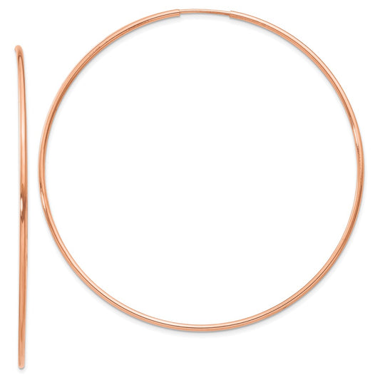 14K Rose Gold 1.2mm Polished Endless Hoop Earrings