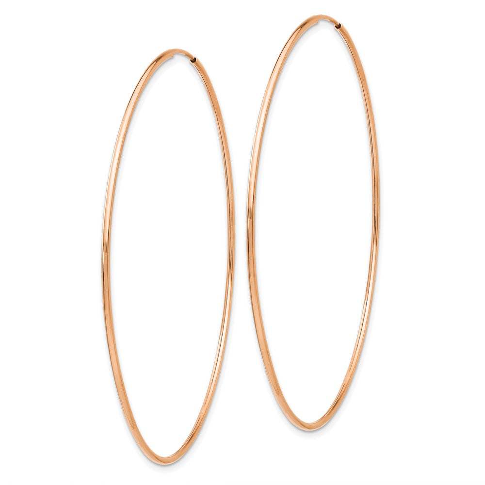 14K Rose Gold 1.2mm Polished Endless Hoop Earrings