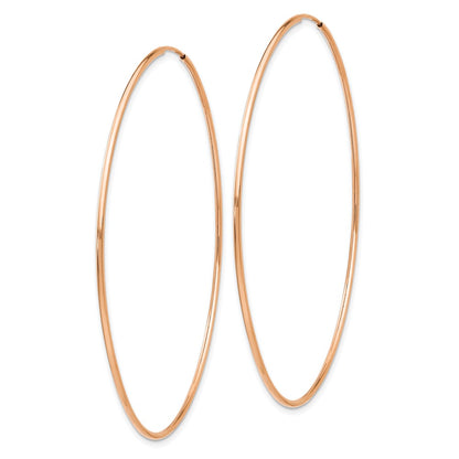 14K Rose Gold 1.2mm Polished Endless Hoop Earrings