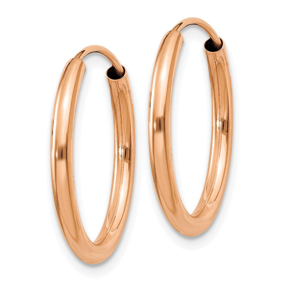 14K Rose Gold Polished Round Endless 2mm Hoop Earrings