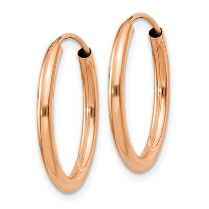 14K Rose Gold Polished Round Endless 2mm Hoop Earrings