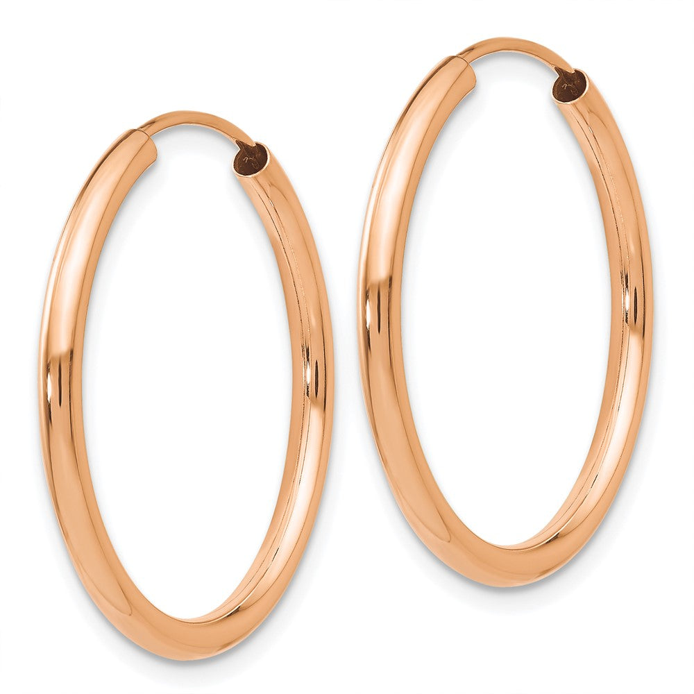 14K Rose Gold Polished Round Endless 2mm Hoop Earrings