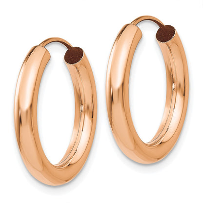14K Rose Gold Polished Endless Tube Hoop Earrings