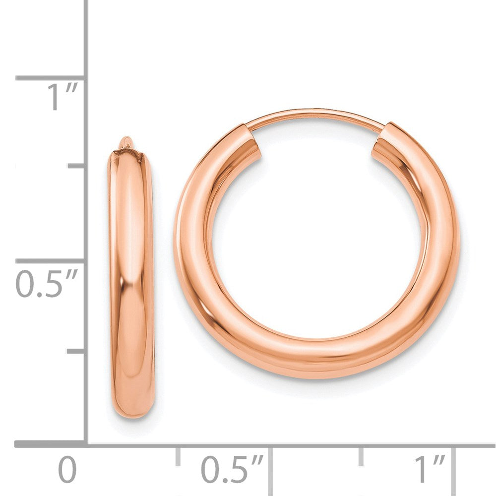 14K Rose Gold Polished Endless Tube Hoop Earrings