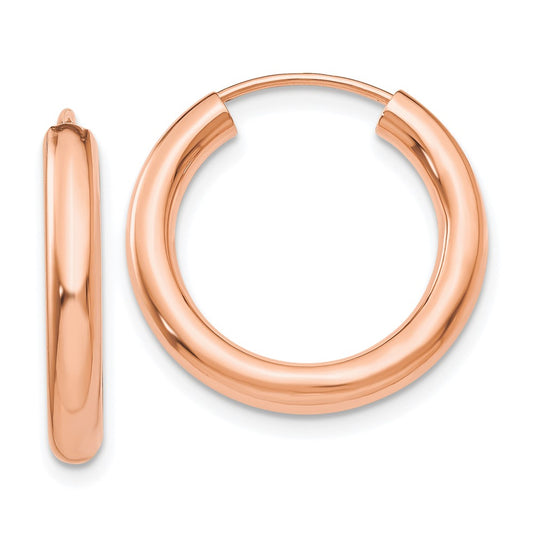 14K Rose Gold Polished Endless Tube Hoop Earrings
