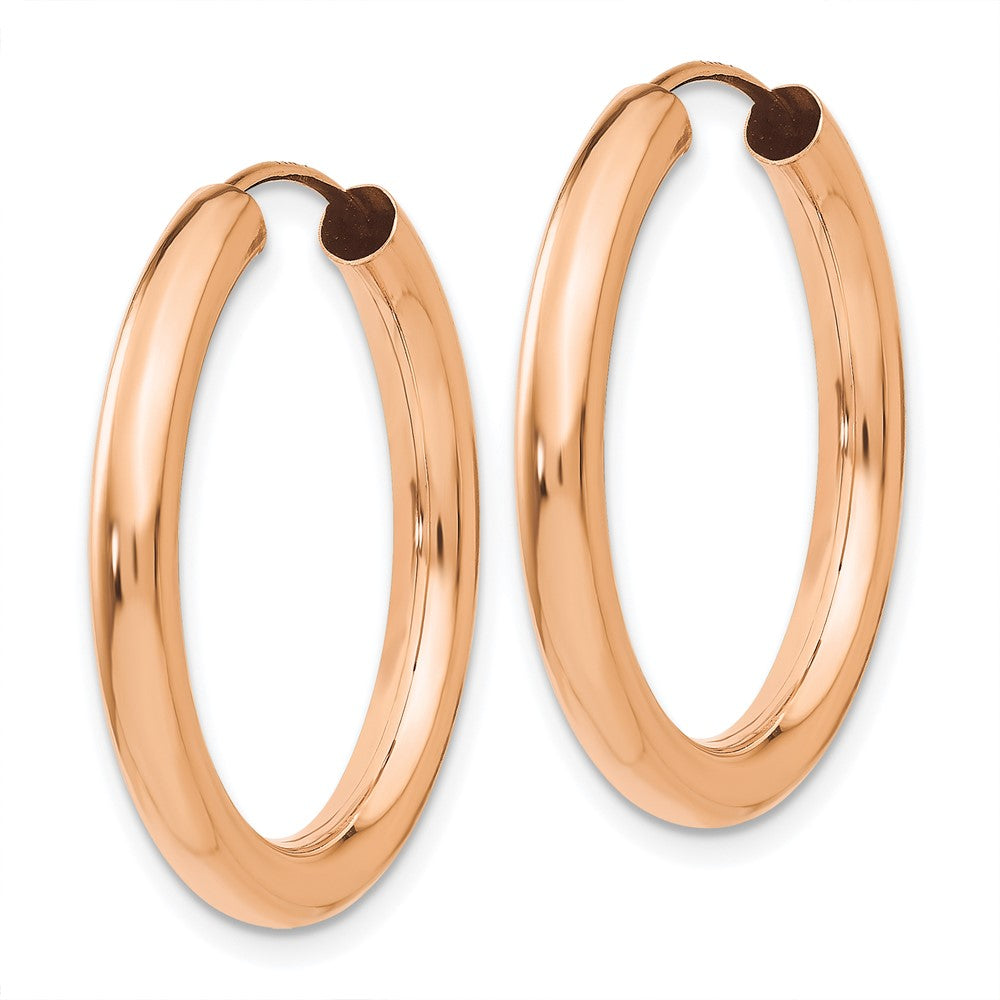 14K Rose Gold Polished Endless Tube Hoop Earrings