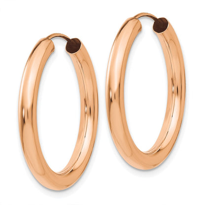 14K Rose Gold Polished Endless Tube Hoop Earrings