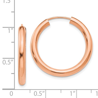 14K Rose Gold Polished Endless Tube Hoop Earrings