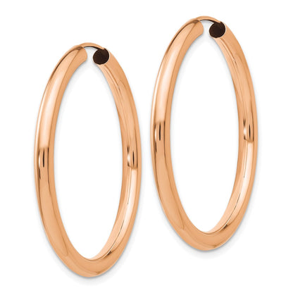 14K Rose Gold Polished Endless Tube Hoop Earrings