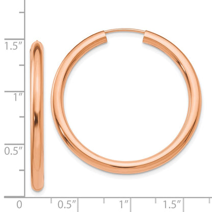 14K Rose Gold Polished Endless Tube Hoop Earrings