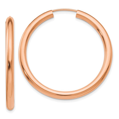 14K Rose Gold Polished Endless Tube Hoop Earrings