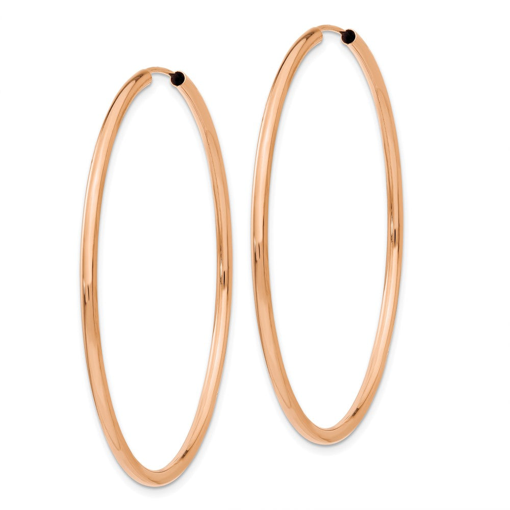 14K Rose Gold Polished Endless 2mm Hoop Earrings