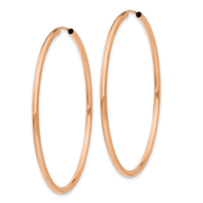 14K Rose Gold Polished Endless 2mm Hoop Earrings