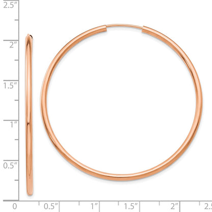 14K Rose Gold Polished Endless 2mm Hoop Earrings