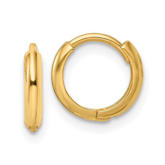 14K Yellow Gold Polished Hinged Hoop Earrings