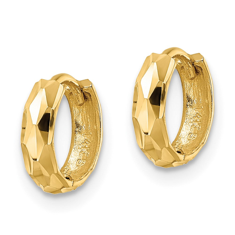 14K Yellow Gold D/C Hinged Hoop Earrings