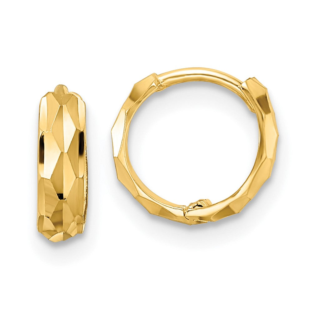 14K Yellow Gold D/C Hinged Hoop Earrings