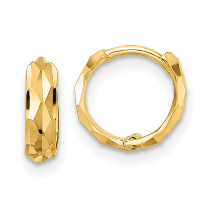 14K Yellow Gold D/C Hinged Hoop Earrings