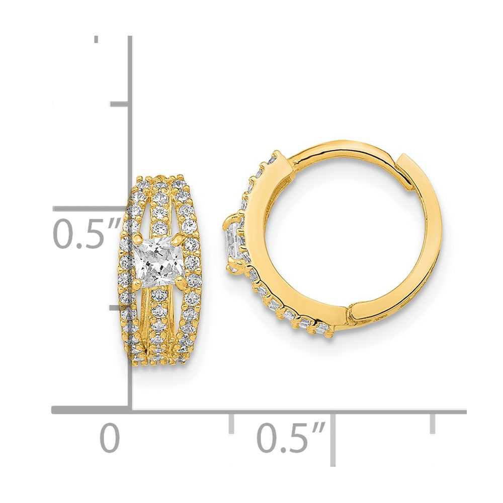 14K Yellow Gold Polished Fancy Cz Hoop Earrings