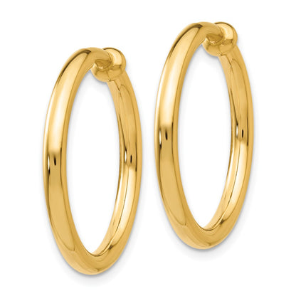 14K Yellow Gold Non Pierced Hoops Earrings