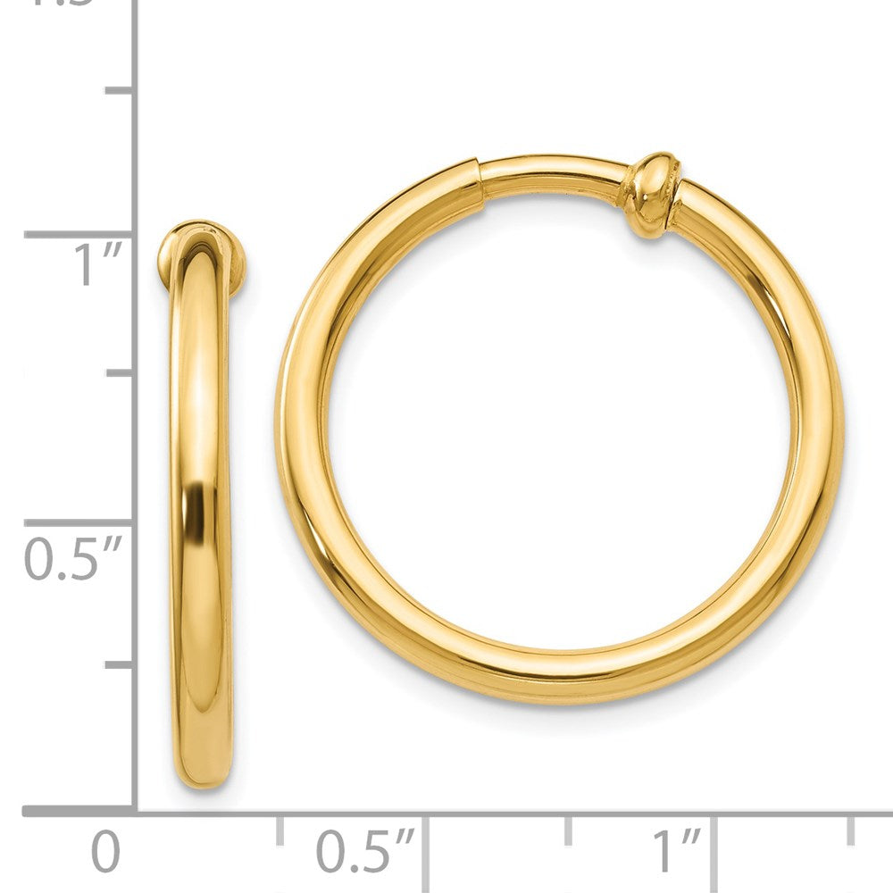 14K Yellow Gold Non Pierced Hoops Earrings