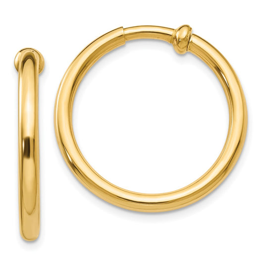 14K Yellow Gold Non Pierced Hoops Earrings