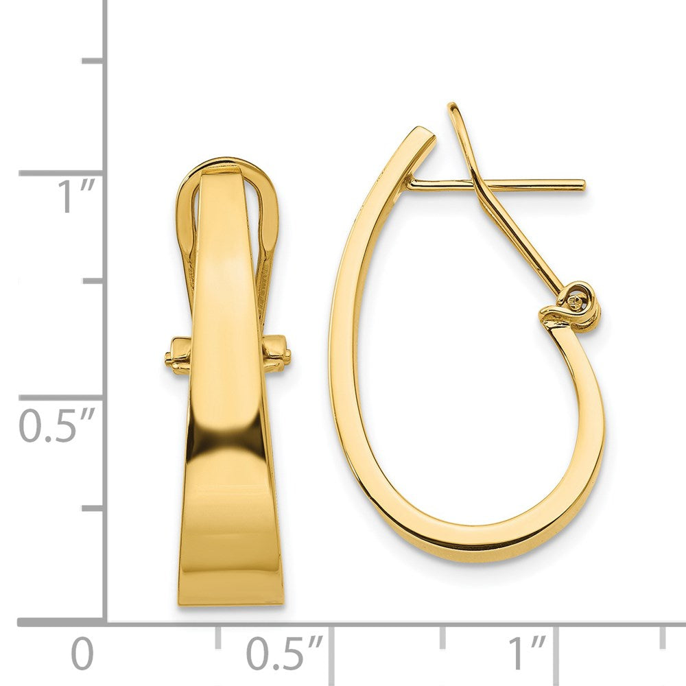 14K Yellow Gold Polished J Hoop Click In Back Post Earrings